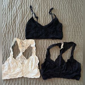 3 Free People Lace Bralettes. Size Small